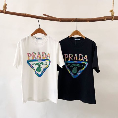 (국내배송) 프라다 레플리카 티셔츠 컬러풀 핸드페인팅 그래피티 로고 반팔티 미러급 SA급 S급 고퀄리티